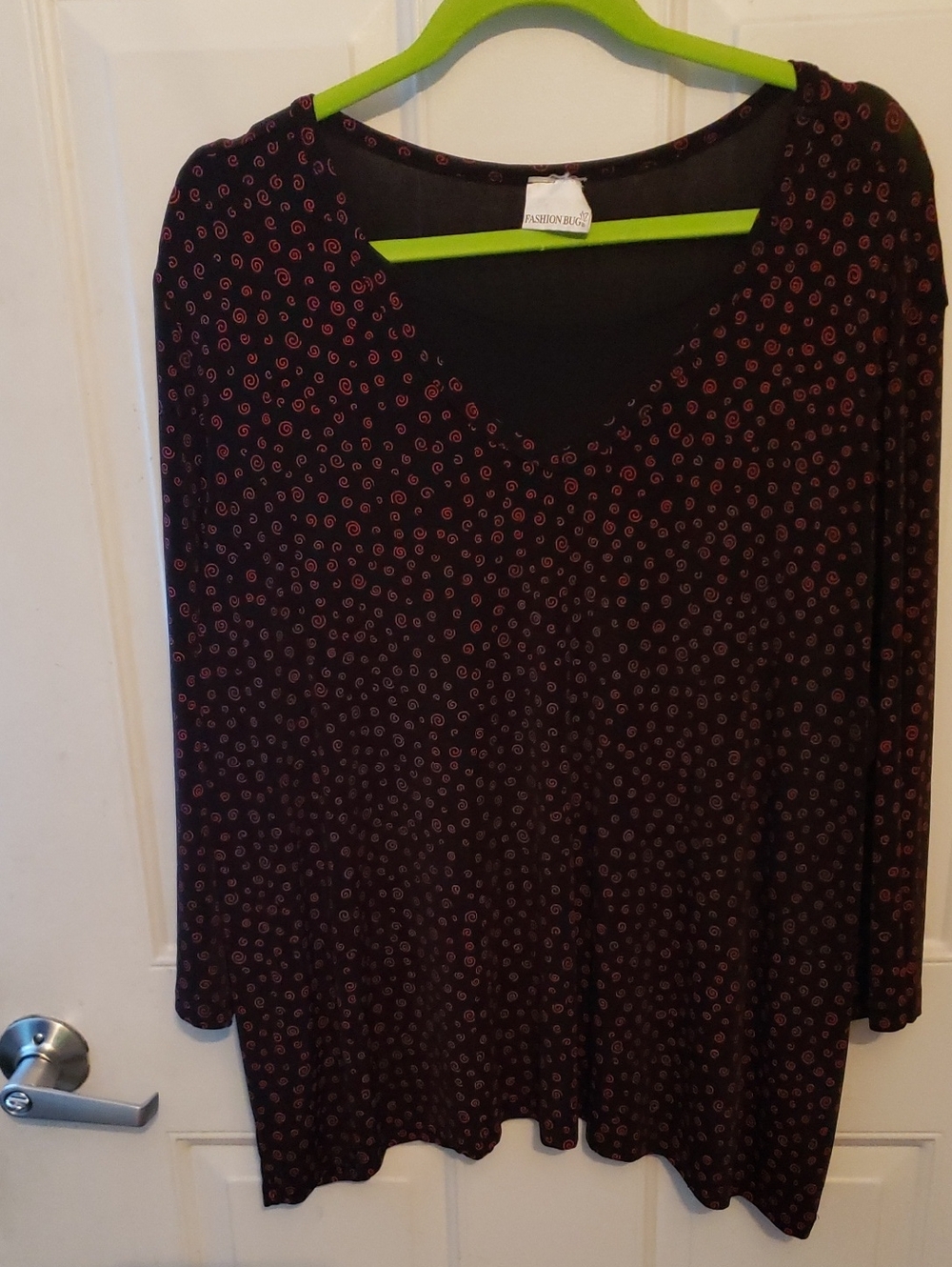 Fashion Bug Black Tunic with Red Dot Swirls